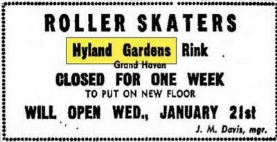Bil-Mar Beach Hotel (Hyland Gardens Pavilion) - Jan 1948 Roller Skating Ad (newer photo)